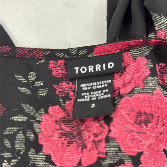 Torrid Floral Black and Red Hi-lo Top - Picture 3 of 5